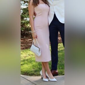 Jay Godfrey Baby Pink Strapless Midi Cocktail Dress